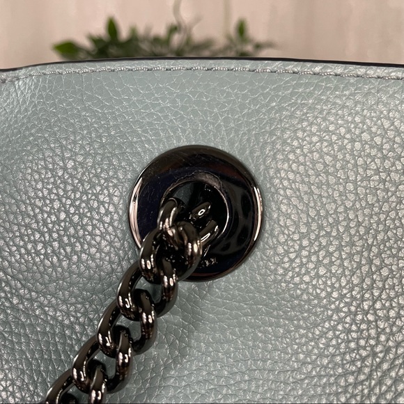 Coach Turnlock Chain Tote 27 57107 Chambray Blue - Picture 9 of 14